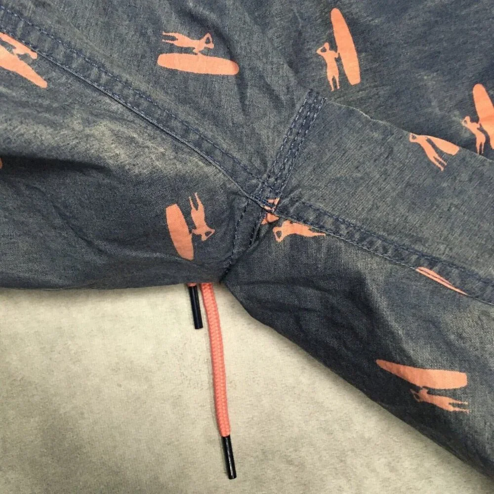 Johnnie O Mens Swim Trunks Shorts size Large‎ Blue Drawstring Pink Surfer